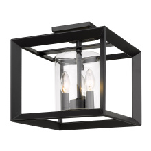 Golden 2073-SF12 BLK-CLR - Golden Lighting Smyth 3-light 12"H Semi-Flush Mount in Matte Black and Clear Glass